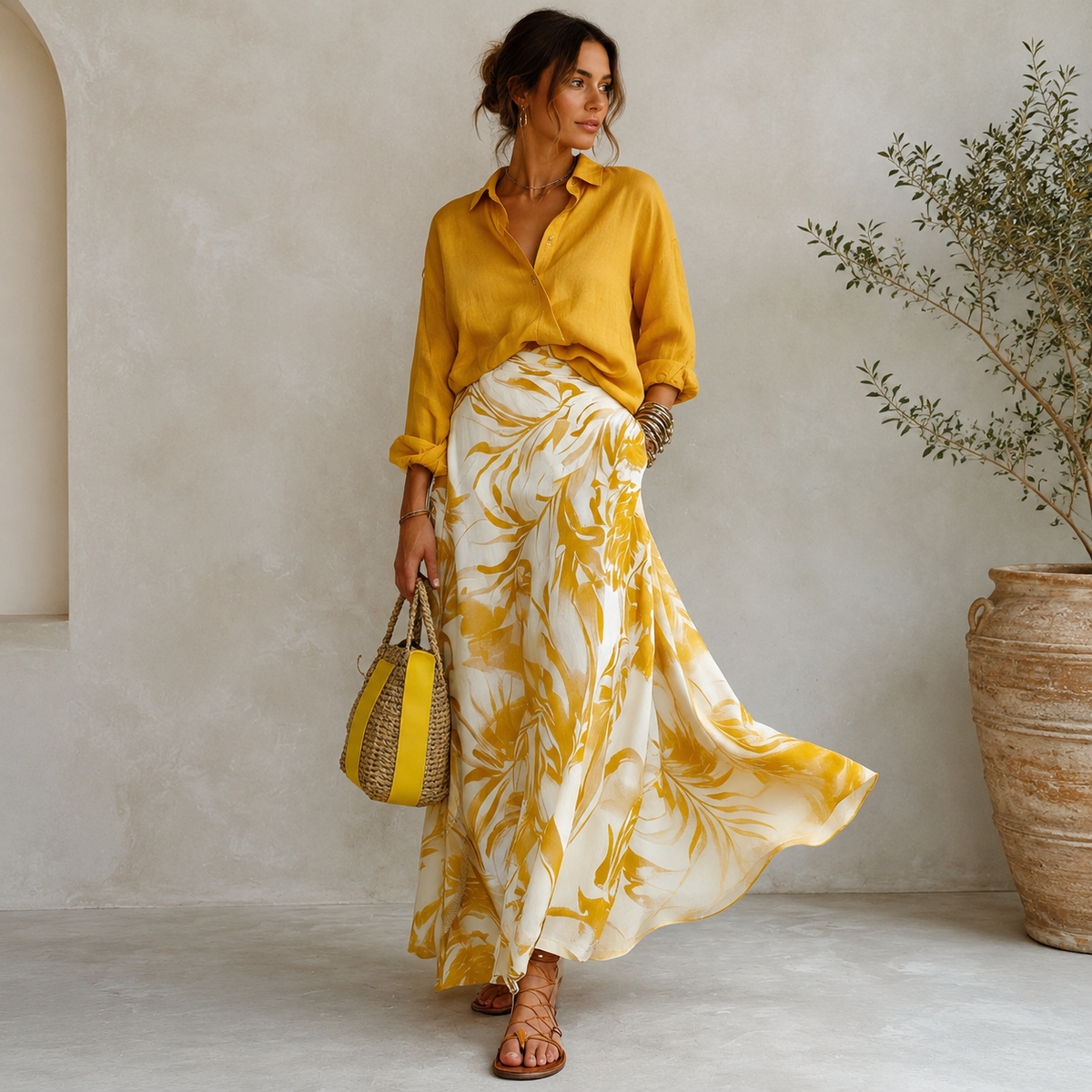 Boho Printed Two-Piece Maxi Skirt Set
